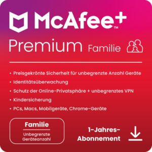 Bürosoftware – Ihr Schlüssel zur Produktivitätssteigerung perfekt im Arbeitsalltag 12 McAfee+ Premium Family Security